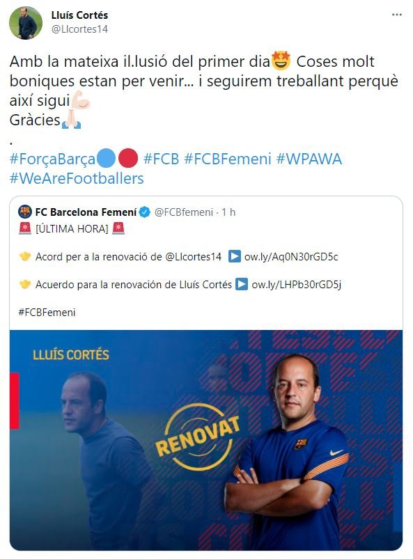 Lluis Cortes renovacio Barca femeni TUIT