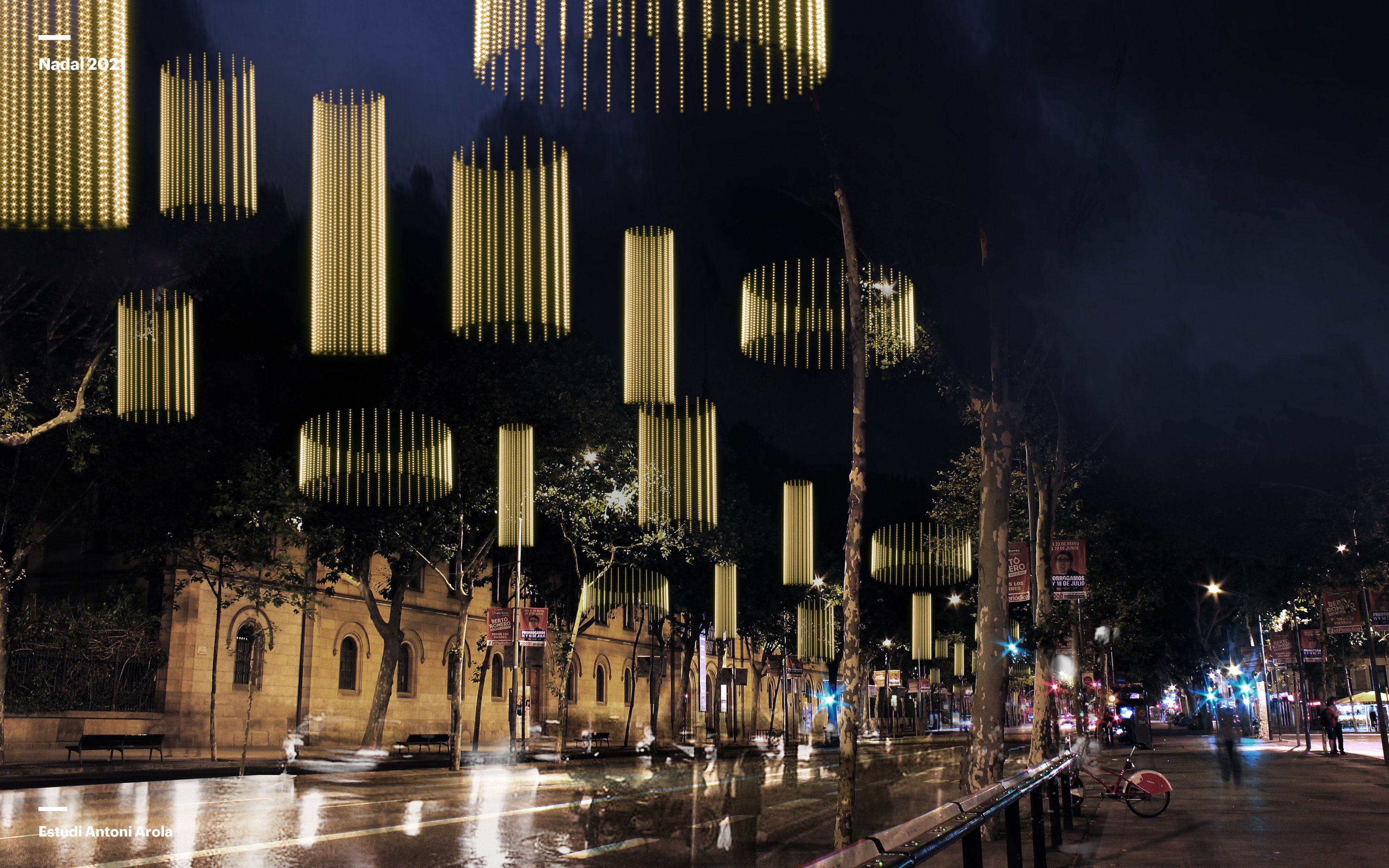 Luces Navidad 2021barcelona Estudi Arola GRANDE VÍA ayuntamiento