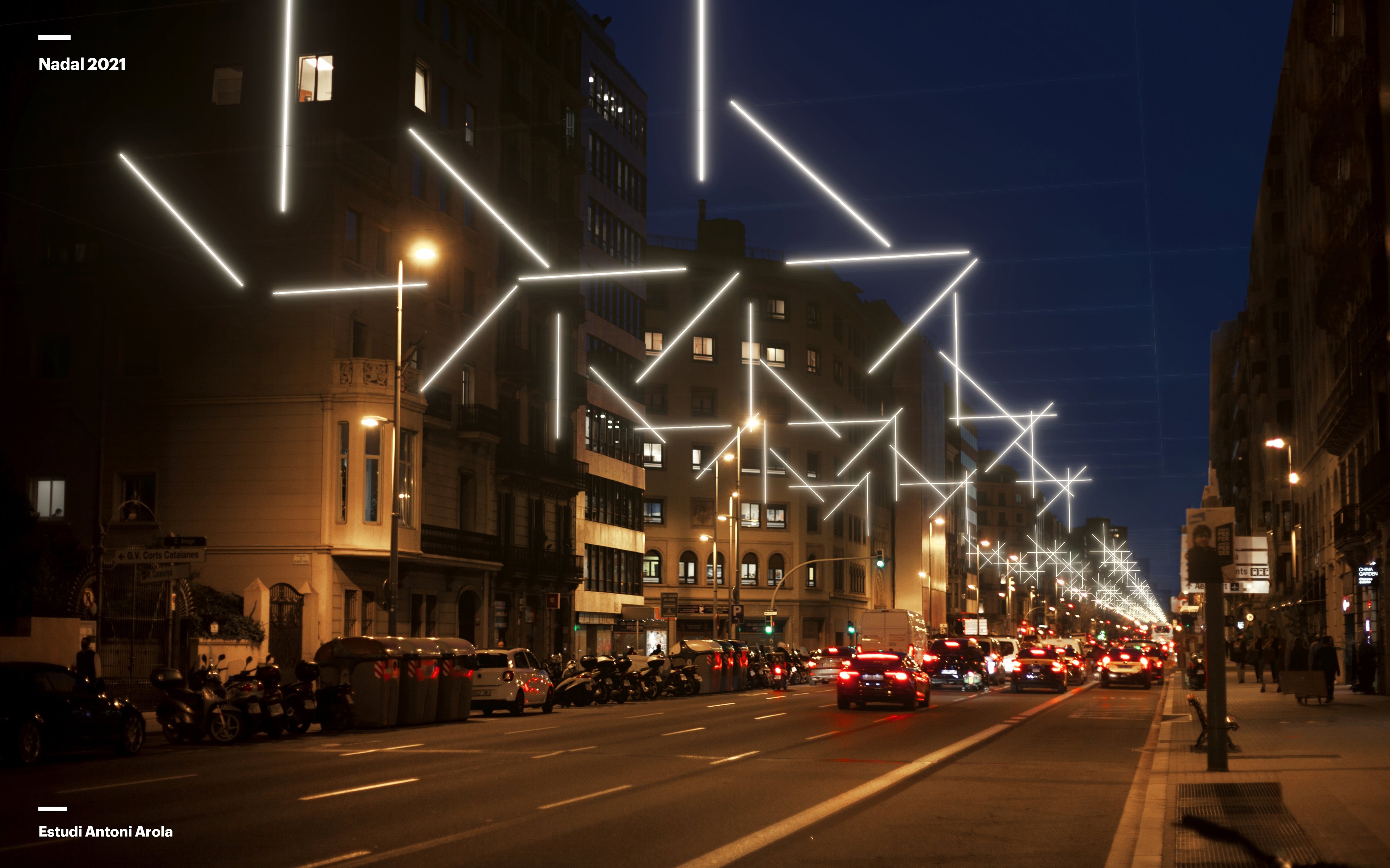 Luces Navidad 2021 barcelona Estudi Arola calle ARAGÓ ayuntamiento