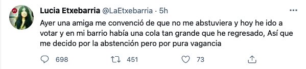 tuit Lucía Etxebarria votar