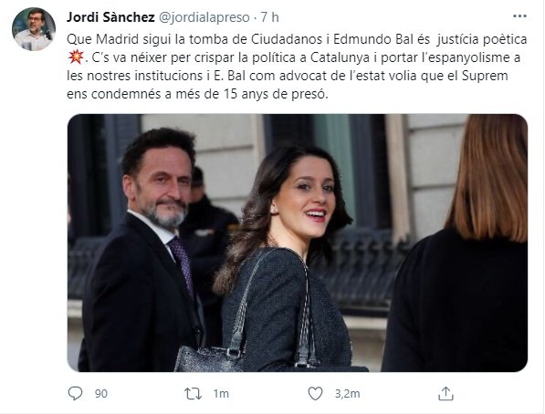 TUIT Jordi Sanchez Ayuso elecciones Madrid