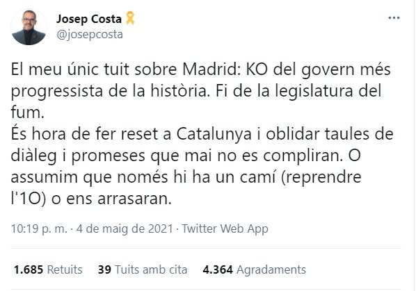 tuit josep costa eleccions 4m