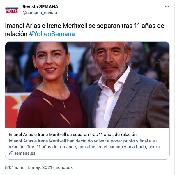 Imanol Arias e Irene Meritxell se separan Revista Semana
