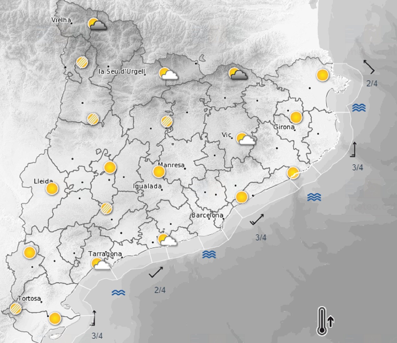 Tiempo Catalunya viernes tarde / Meteocat