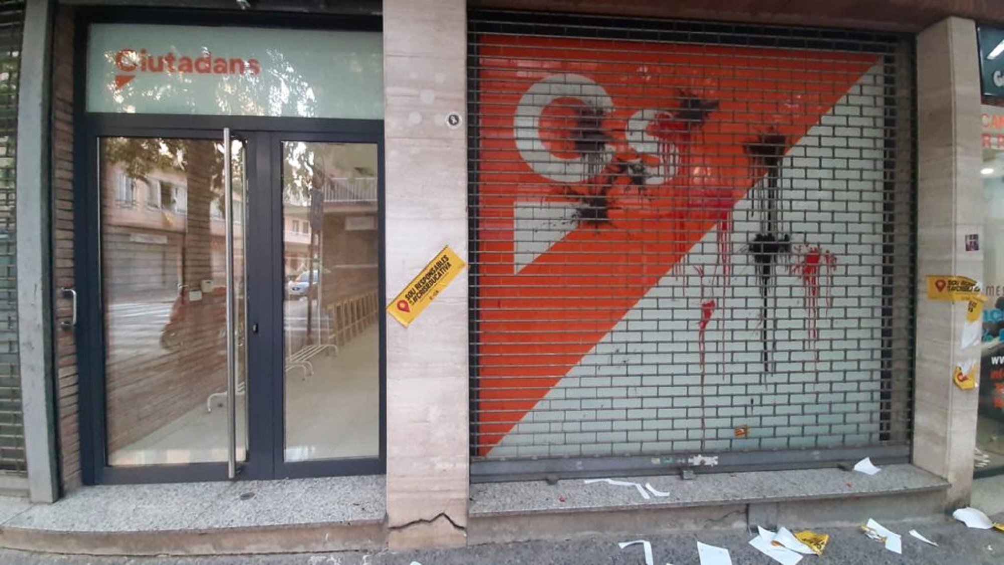 Cs denuncia ataques a sus sedes de Barcelona y Girona