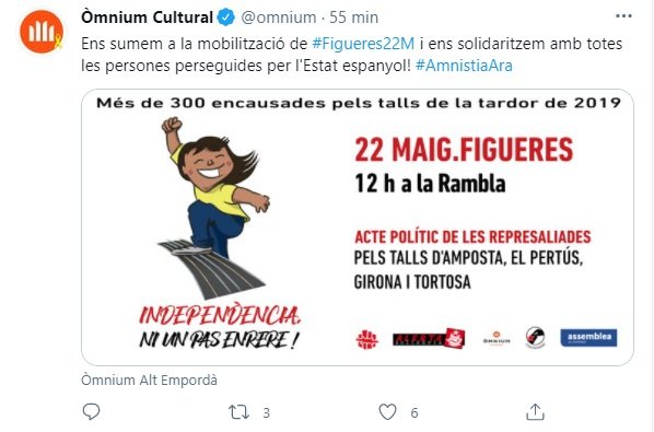 TUIT Omnium manifestacion 22 mayo represaliados