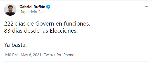 TUIT Gabriel Rufián Ya Basta @gabrielrufian