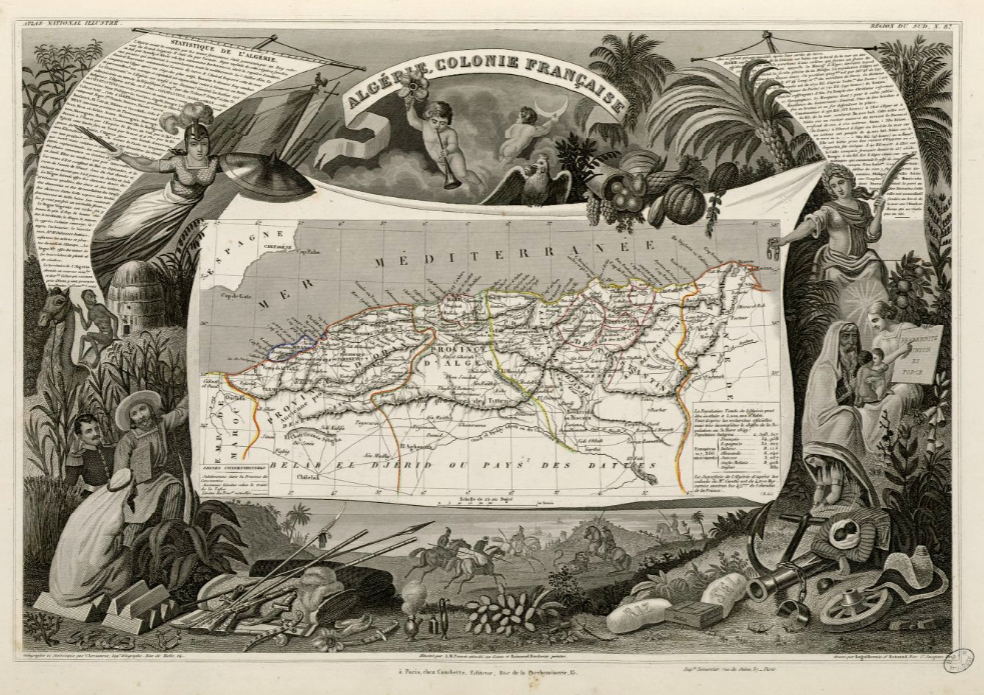 Mapa del Algeria francesa (1854). Fuente Bibliothèque Nationale de France