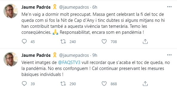 Jaume Padros Toque de queda TUIT