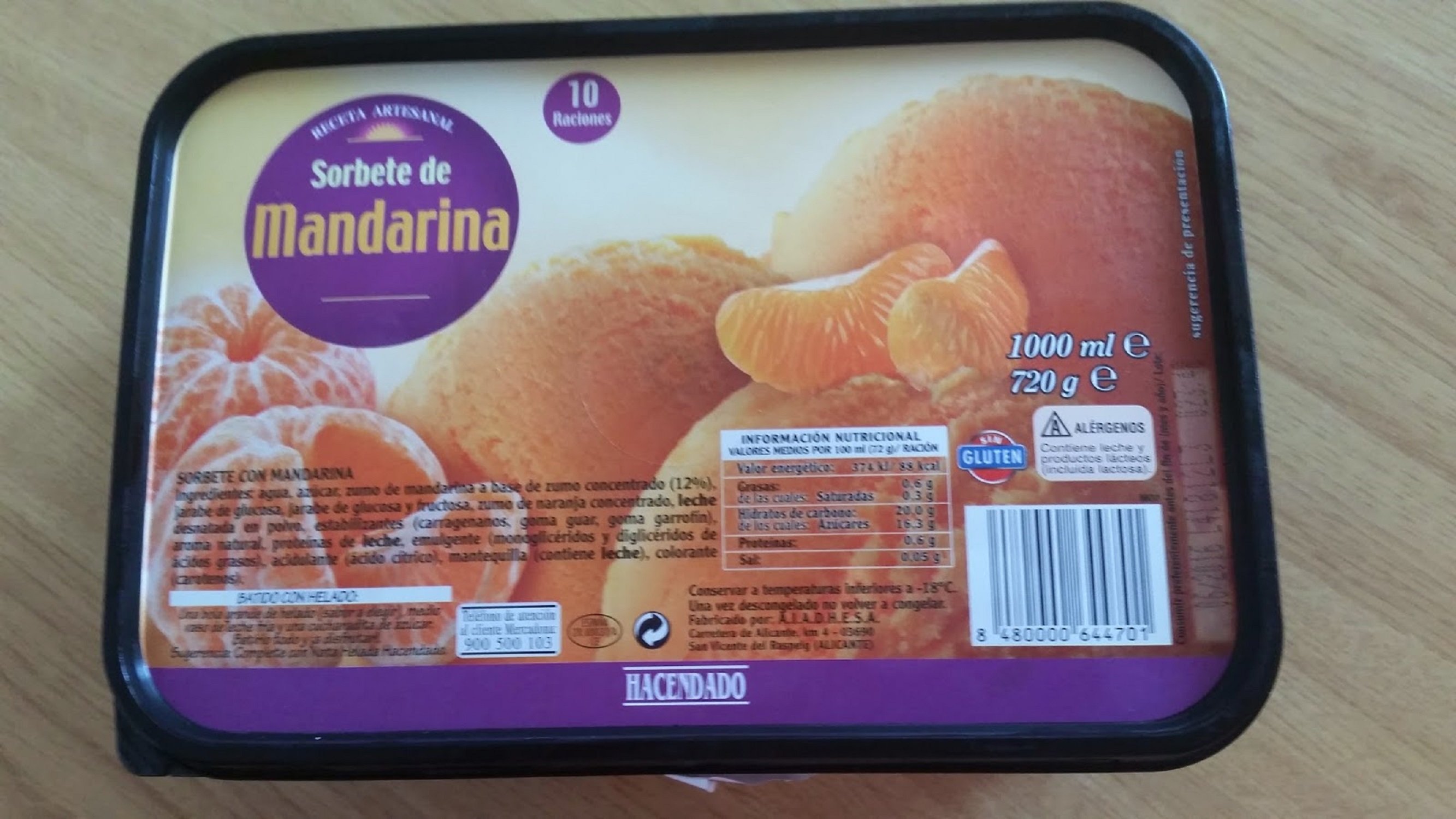 Sorbete Mandarina / Mercadona