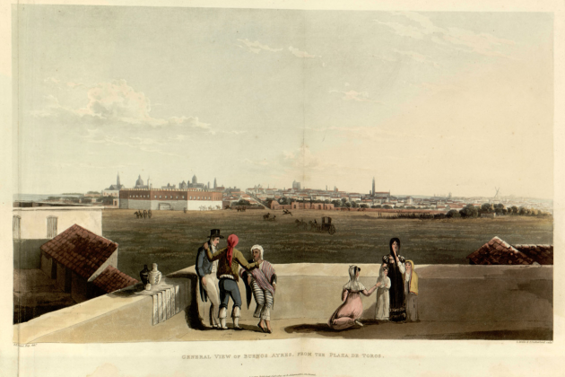 Vista de Buenos Aires des de la plaça de bous (1817), obra de Eimeric Essex Vidal. Font Library of Universty of Miami