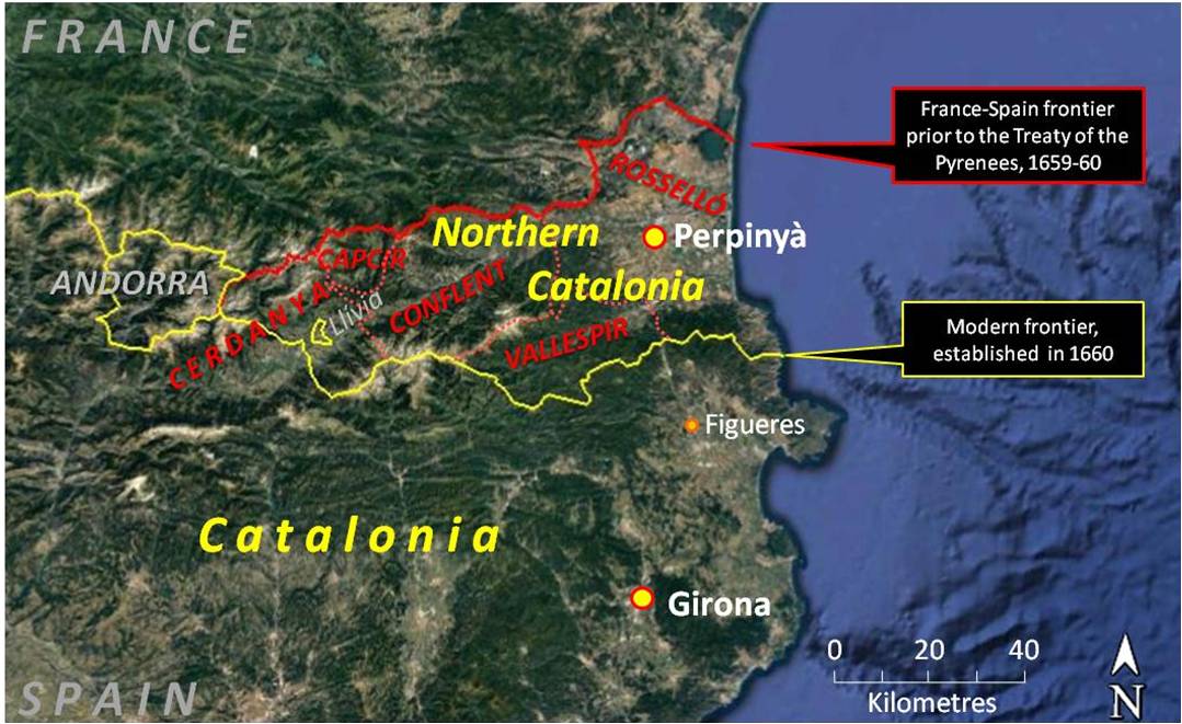 Northern Catalonia comarques frontera ENG