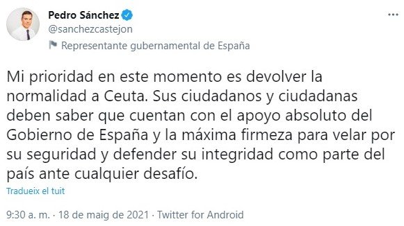 Pedro Sanchez Ceuta TUIT