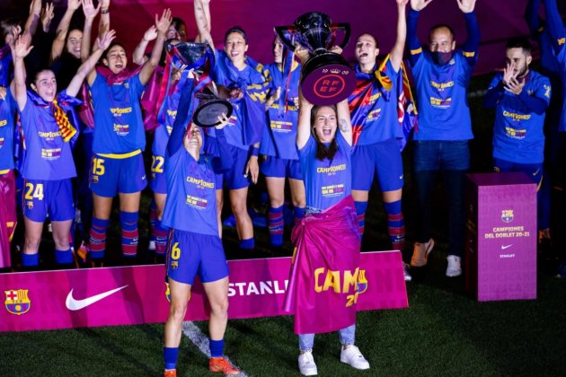 Celebración Barça Femení Champions y Liga FCBarcelona