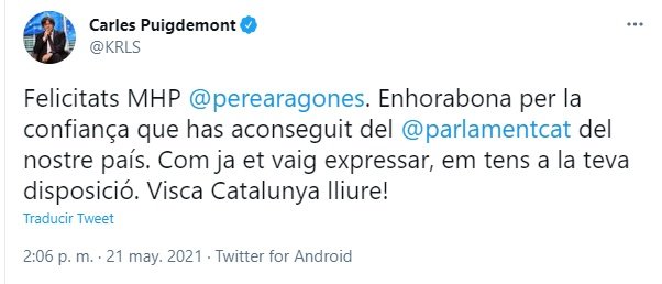 Carles Puigdemont TUIT