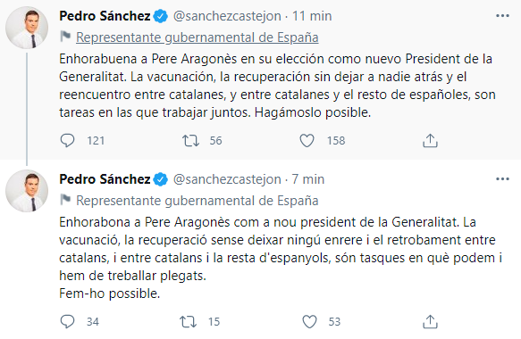 TUIT pedro sanchez aragones