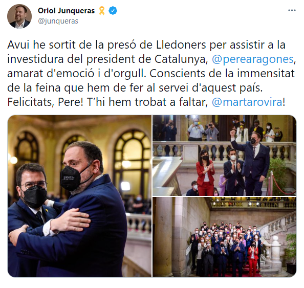 oropéndola junqueras felicita pere aragonés erc presidente