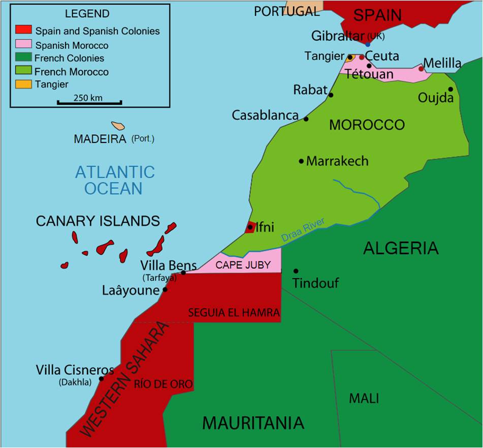 MAP Morocco and Spain Historic anglès Wikipedia Cradel