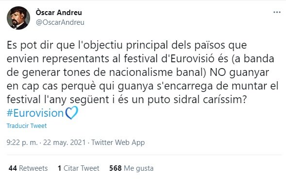 Perfil de Twitter d'Òscar Andreu