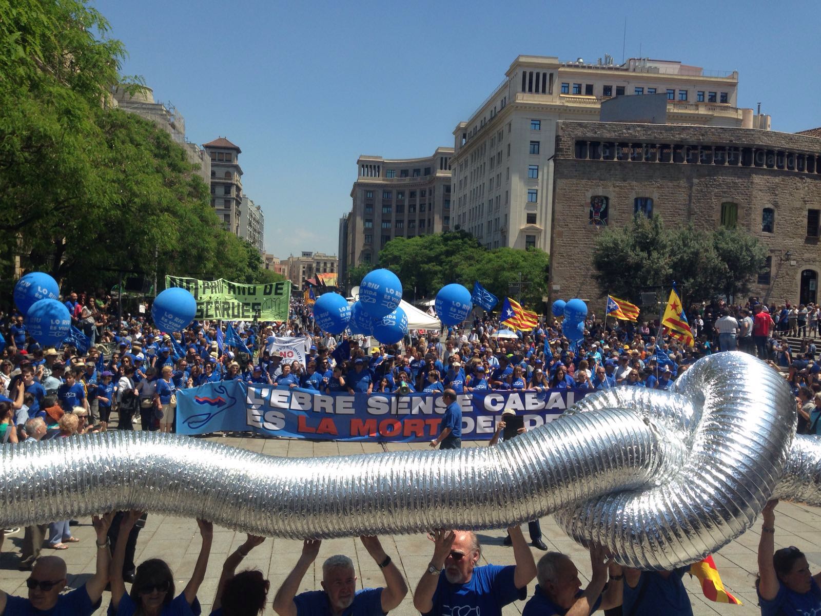 Riada de gente en Barcelona en defensa del Ebro