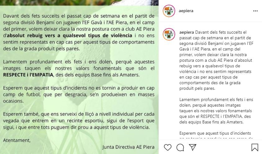 AE Piera comunicado Instagram TUIT