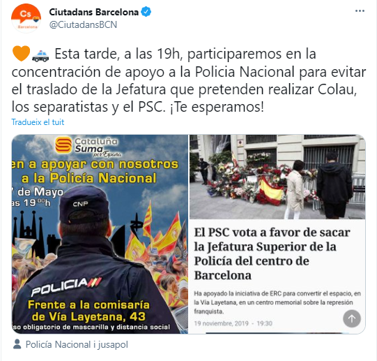 ciutadans barcelona jefatura manifestación