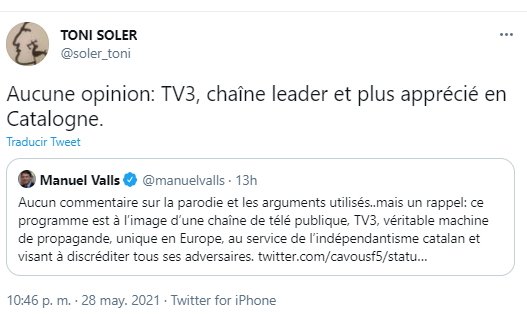 Toni Soler tuit Valls