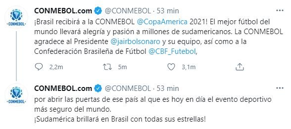 Conmebol Copa America Brasil TUIT