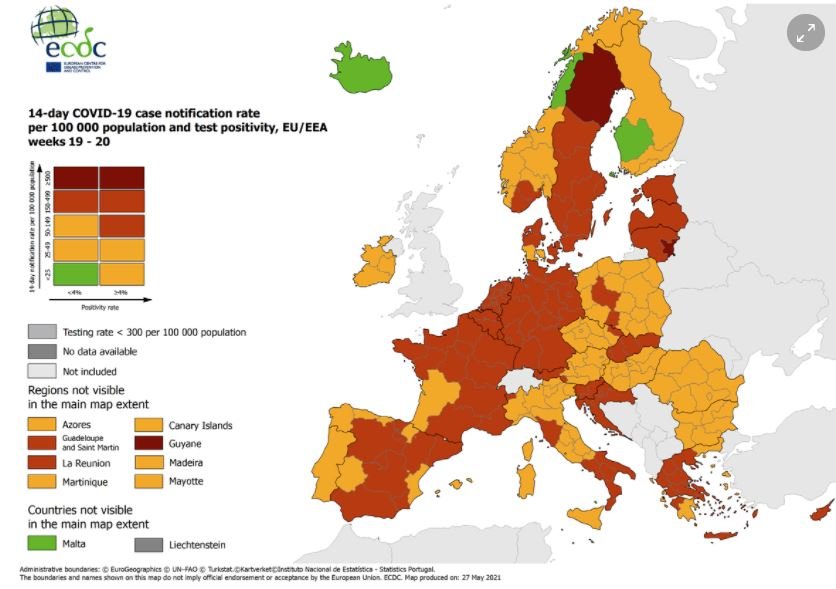 mapa europa Covid