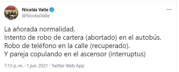 tuit Nicolás Valle nueva normalidad