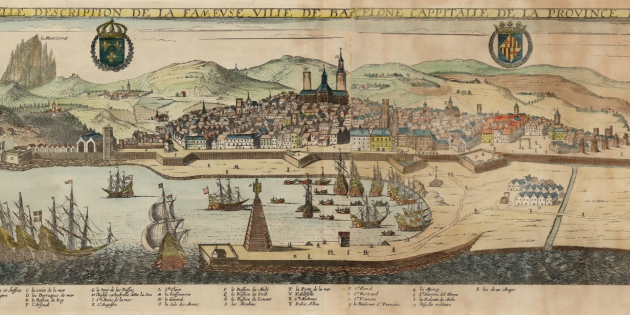 Grabado de Barcelona (1645). Fuente Cartoteca de Catalunya