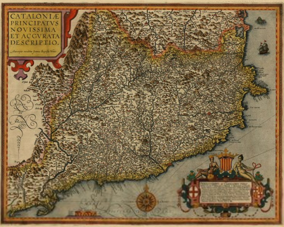 Mapa de Catalunya (1612). Fuente Cartoteca de Catalunya