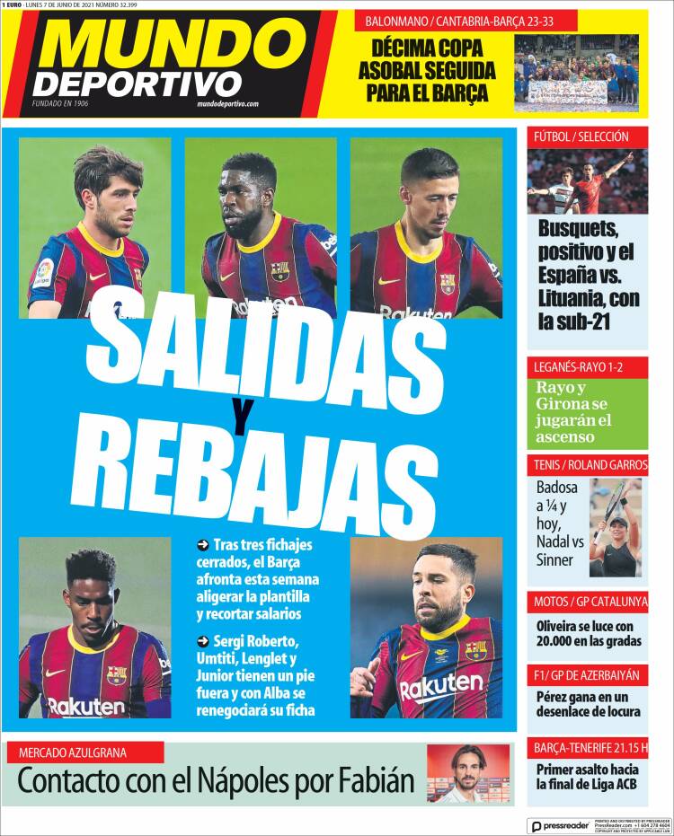 Mundo Deportivo Llevada|Traída 07 07 2021