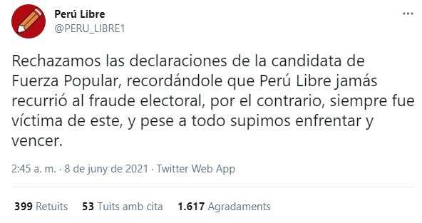 TUIT Perú Libre elecciones