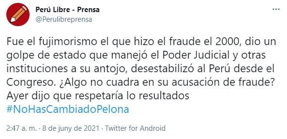 TUIT Perú Libre elecciones