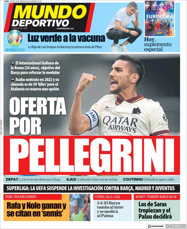 Mundo Deportivo Llevada|Traída 10 06 2021