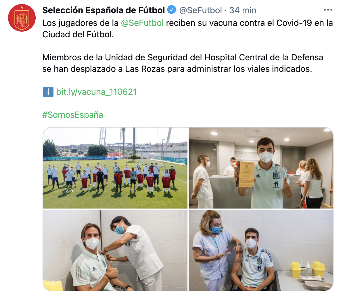 Vacunacion seleccion espanola fútbol TUIT