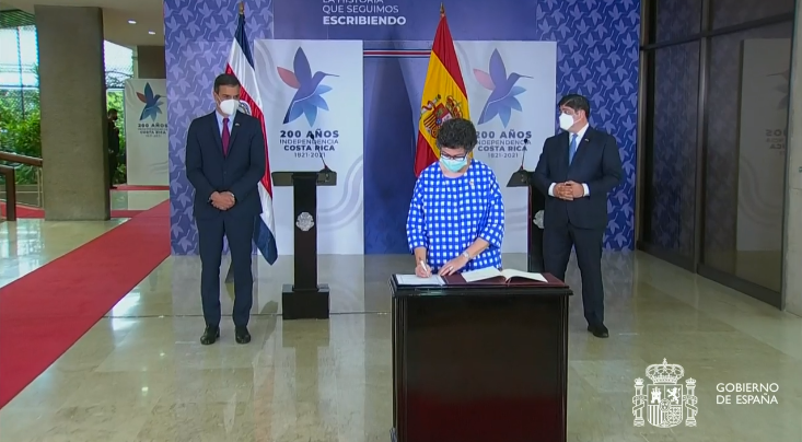 gonzalez laya Rueda prensa Pedro Sánchez presidente de la República de Costa Rica, Carlos Alvarado Moncloa