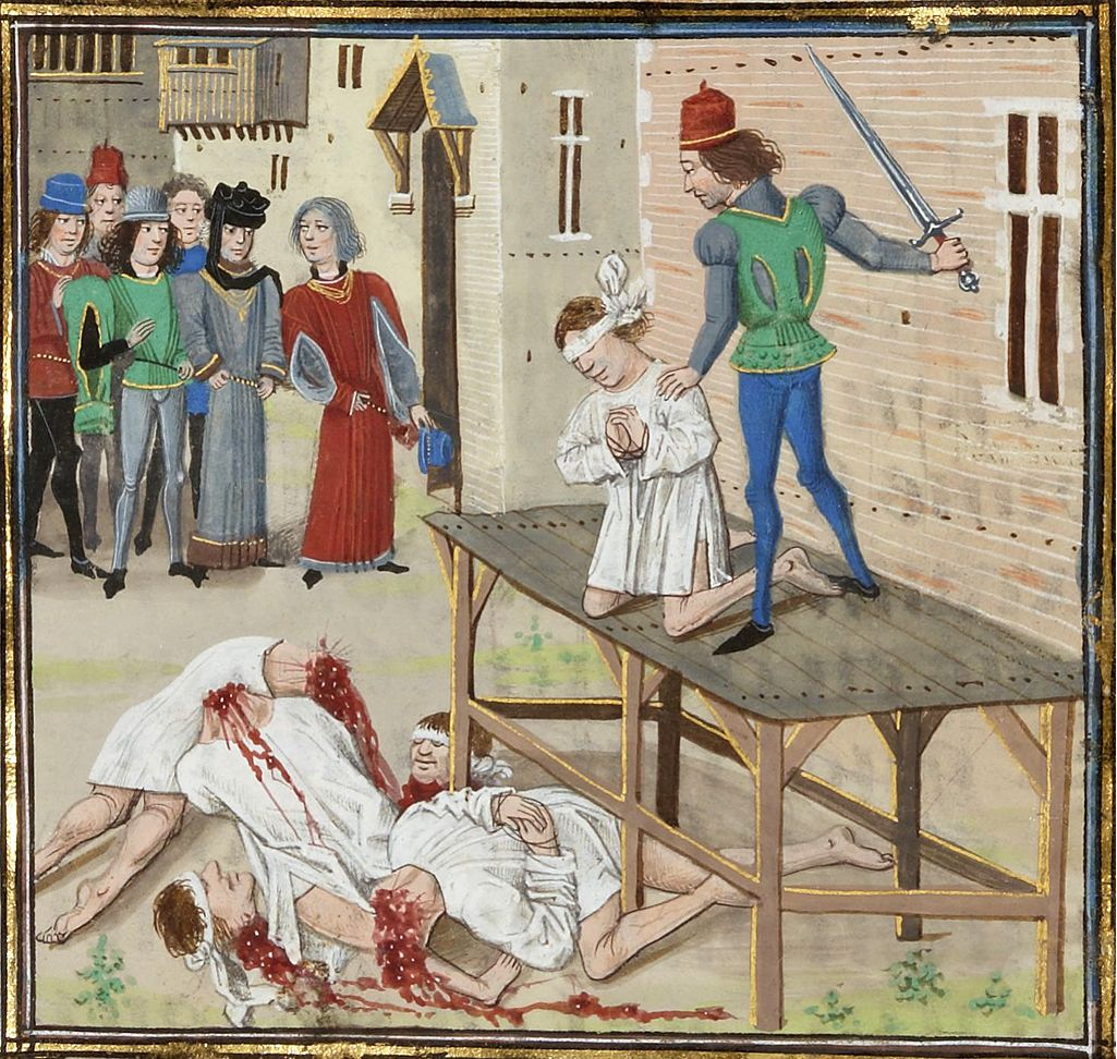 Representación de la ejecución de Olivier de Clisson (siglo XV) obra de Liédet Loyset. Fuente Bibliothèque Nationale de France