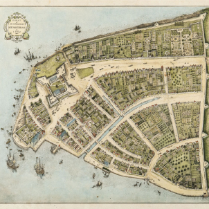 Els katalanim de Nova Amsterdam passen a administració anglesa. Plànol de Manhattan (1660). Font New York Historical Library (1)