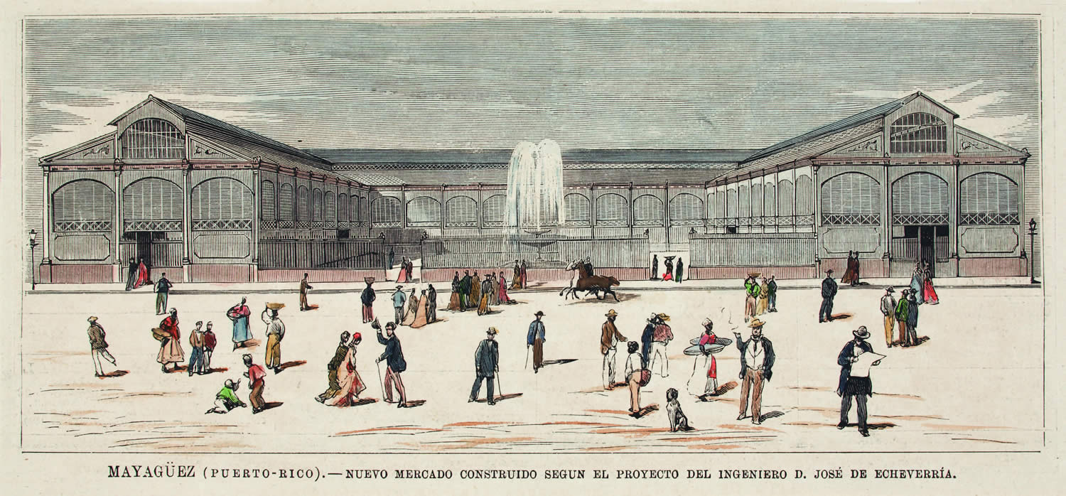 Mercado de Mayagüez (1877). Fuente Biblioteca Nacional de España