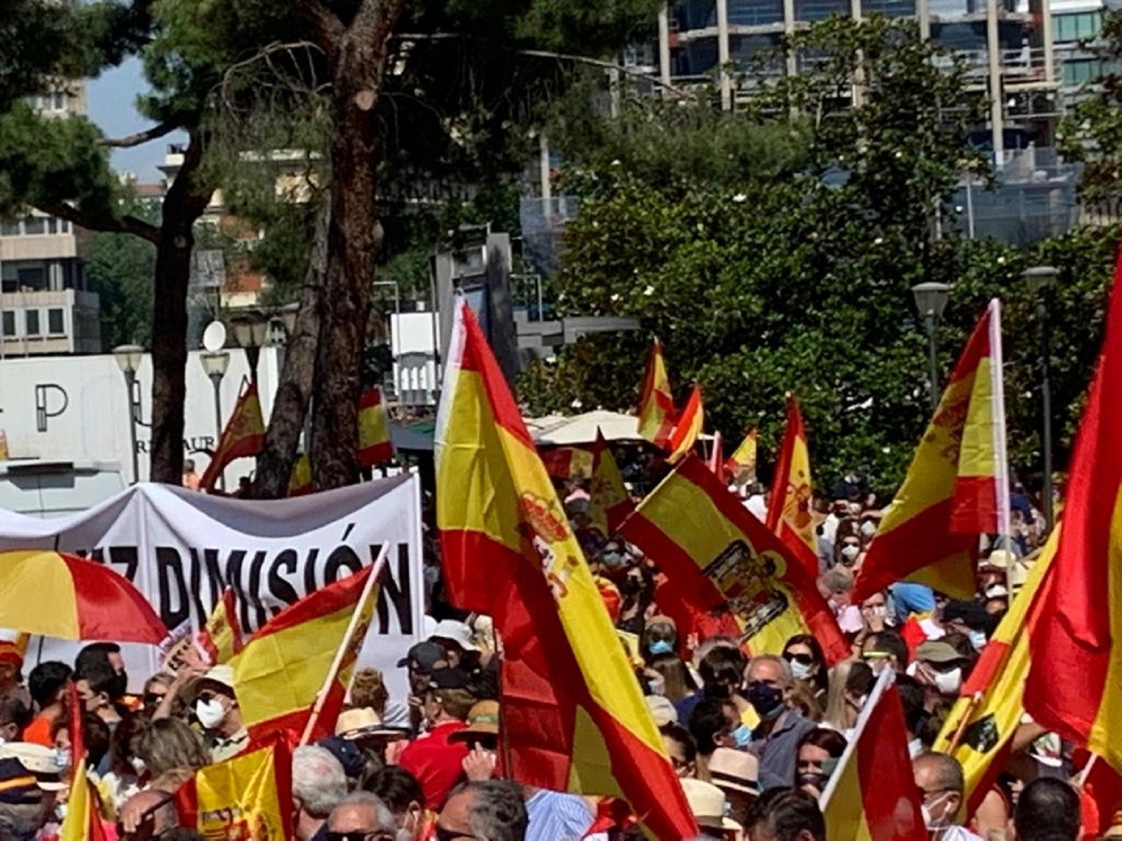 Banderes preconstitucionals a la manifestació de Colón