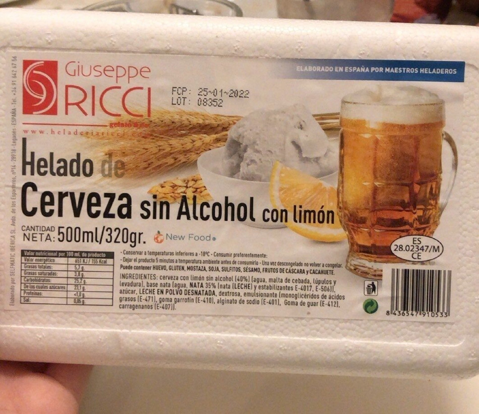 Helado de cerveza / Open Food Facts