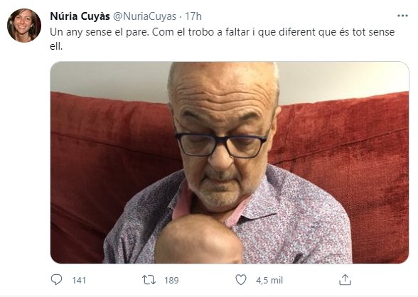 Manuel Cuyàs cono su nieto, tuit Núria Cuyàs aniversario muerte