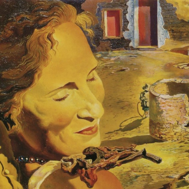 Salvador dali portrait of gala with two lamb chops balanced on her shoulder 1933 (1)