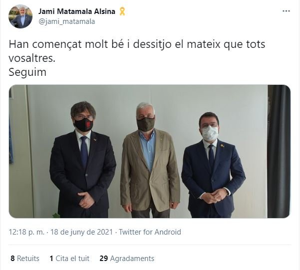 TUIT matamala encuentro puigdemont aragonès