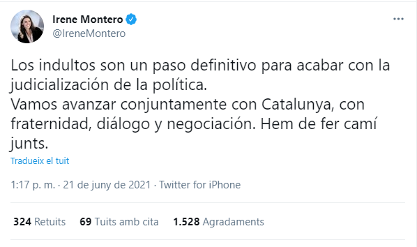 TUIT IRENE MONTERO INDULTOS