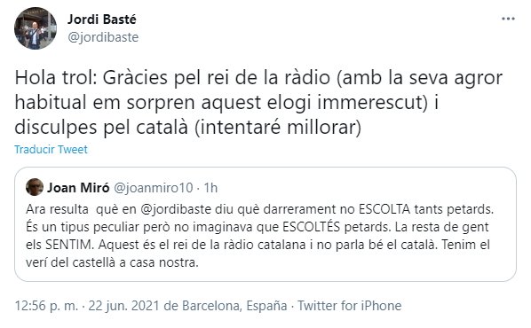 Jordi Basté hater petards 