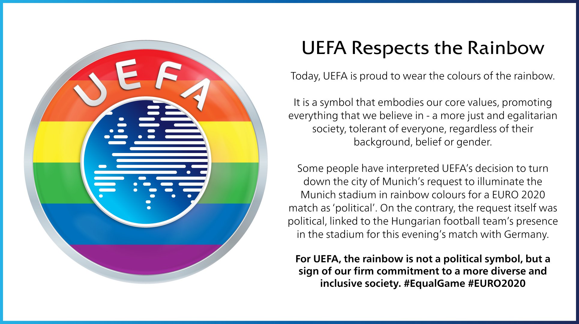 Comunicado UEFA Arco Iris / UEFA