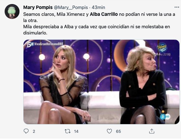 Alba Carrillo Mila Ximénez tuit
